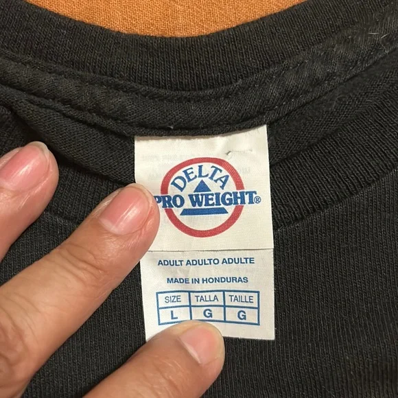 Delta Pro Weight Black T-Shirt with Red and Blue Logo - Picture 2 of 2